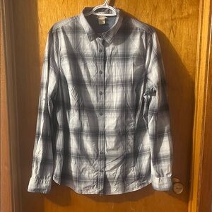Men’s Duluth Trading Co Blue Plaid Long-Sleeve Button-Down Shirt 2XL
